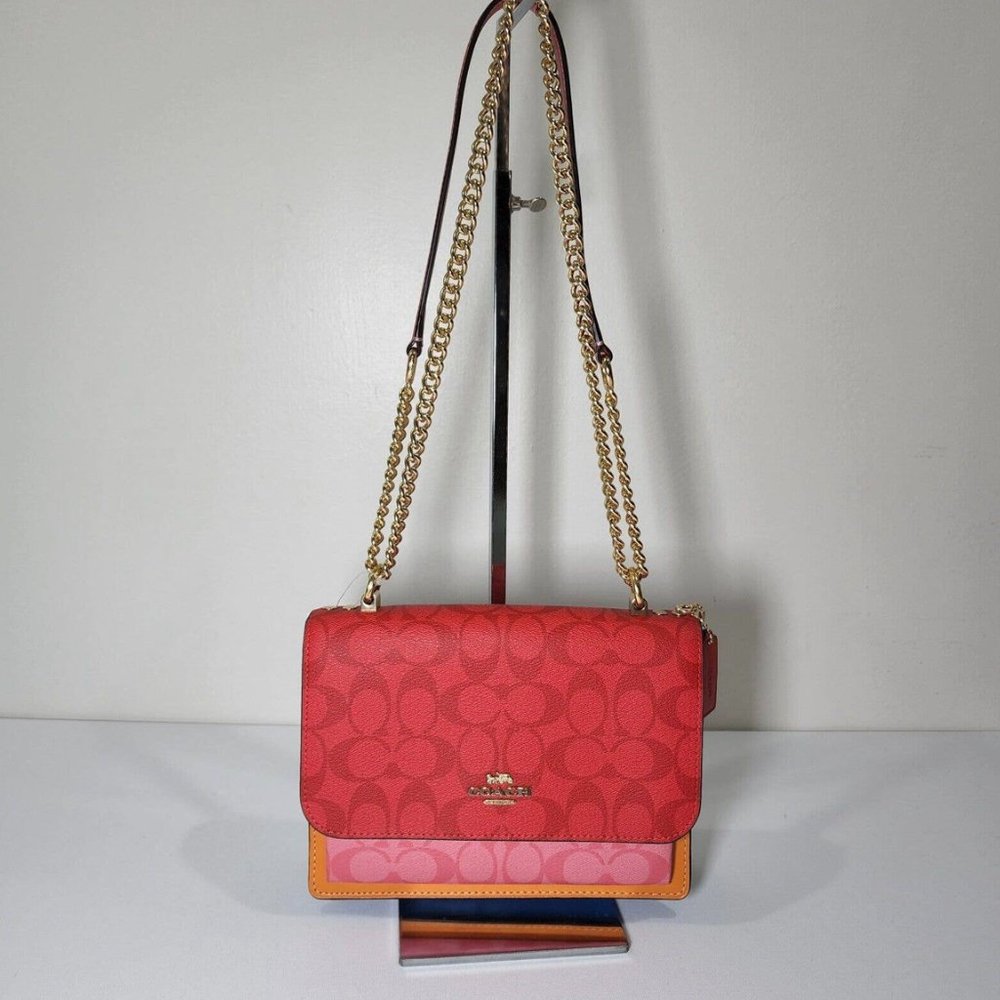 NWT COACH CA151 Signature Klare Crossbody Blocked Signature Canvas Miami